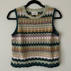 Universal Thread Striped Crochet Sweater Vest/Knit Tank